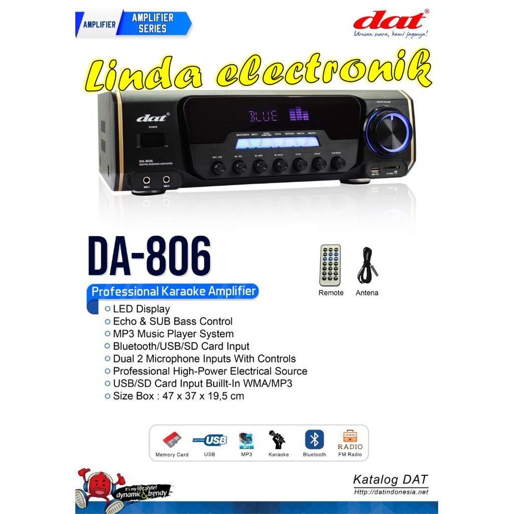 AMPLI AMPLIFIER DAT DA 806 DA806 DA-806 BLUTOOTH USB SD CARD