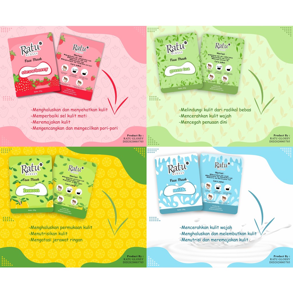RATU GLOSSY MASKER WAJAH FACE MASK RATU GLOSSY MASKER GLOWING RATU GLOSSY ORIGINAL