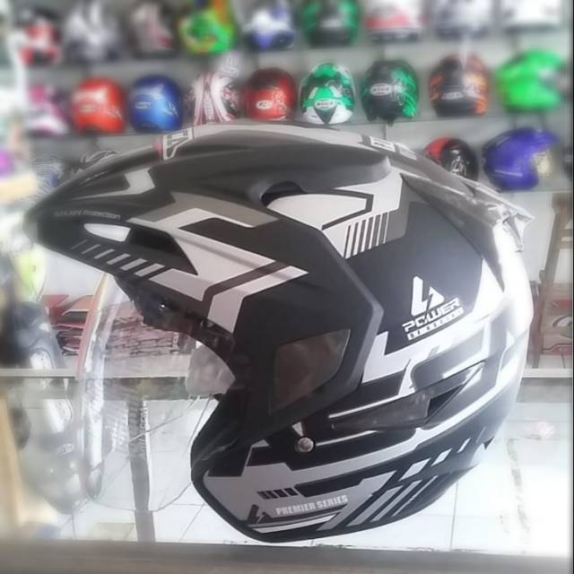 HELM ASCA PREMIER HALF FACE #BLACKWHITE, 2 VISOR MANUAL
