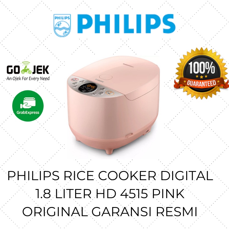 Philips Rice Cooker Digital 1.8 Liter HD4515 Pink / Magic Com Serbaguna 10 Fungsi Menu / Mejikom Bes