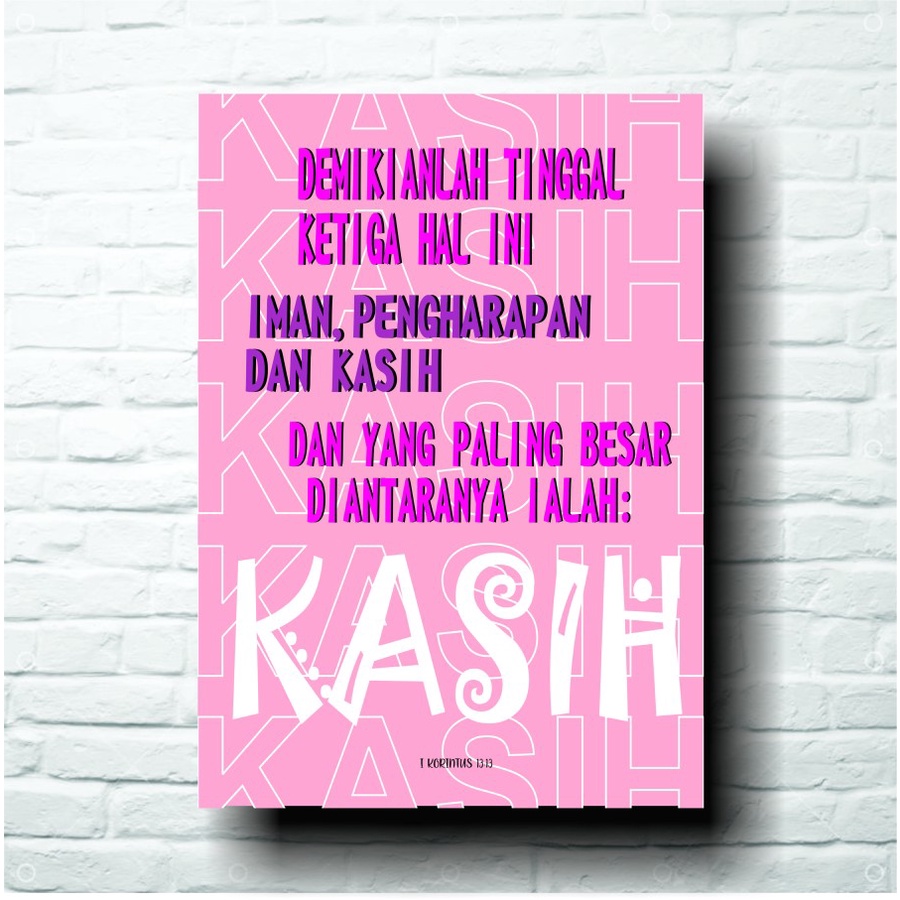 Wall Decor Rohani Pajangan Dinding quotes Alkitab Kristen 30 x 40 cm - DISPLAY Kasih