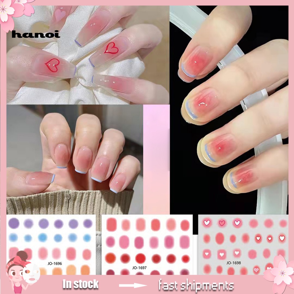 Han_stiker Kuku Motif Hati Warna Pink Untuk Wanita