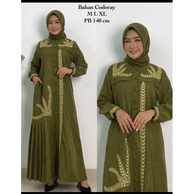 zilmeera_store2// gamis codoray Laura//gamis bordir bahan codoray