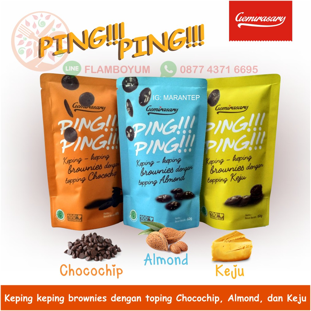 

PING!!! PING!!! Keping brownies kering khas Bandung dengan pilihan topping favoritmu!