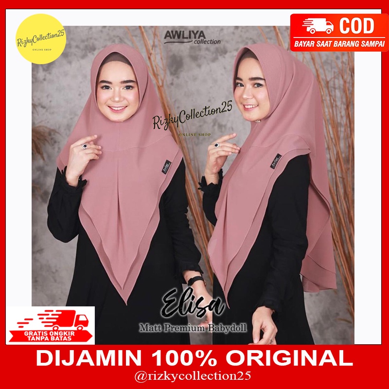 [TERBARU] KHIMAR AWLIYA COLLECTION/ KHIMAR ELISA ORI AWLIYA/ KHIMAR JILBAB CERUTY BABYDOLL 2LAYER