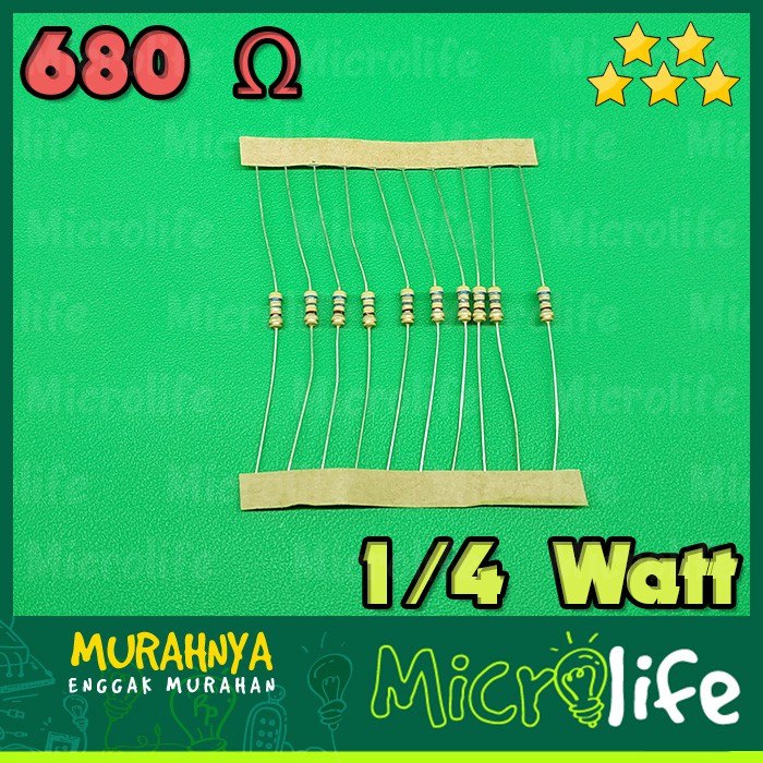 RESISTOR 680 OHM 5% 1/4 WATT CARBON FILM RESISTOR x10