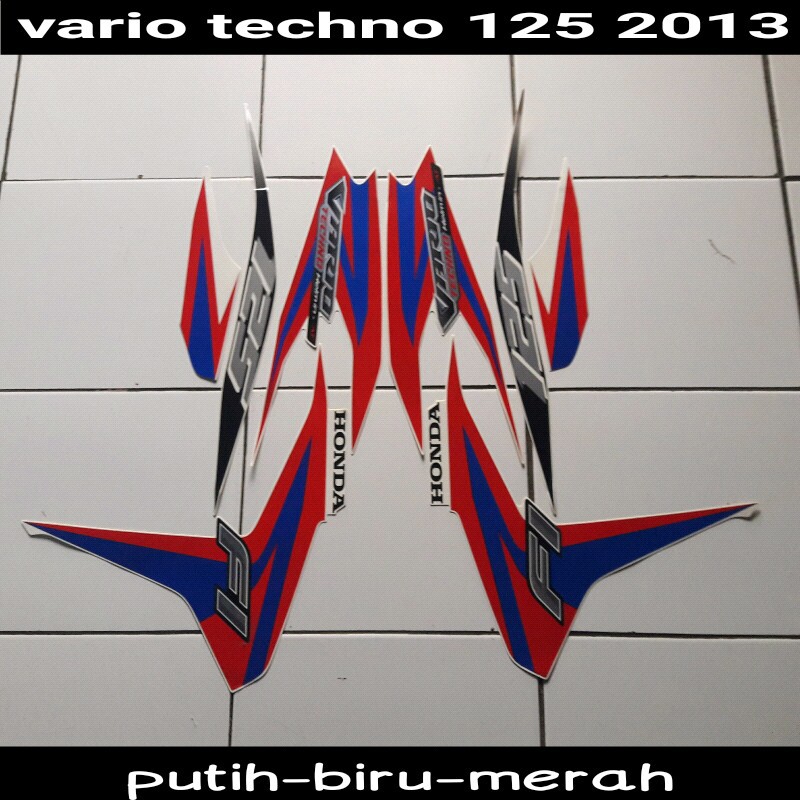 sticker motor vario techno 125 2013 putih merah biru