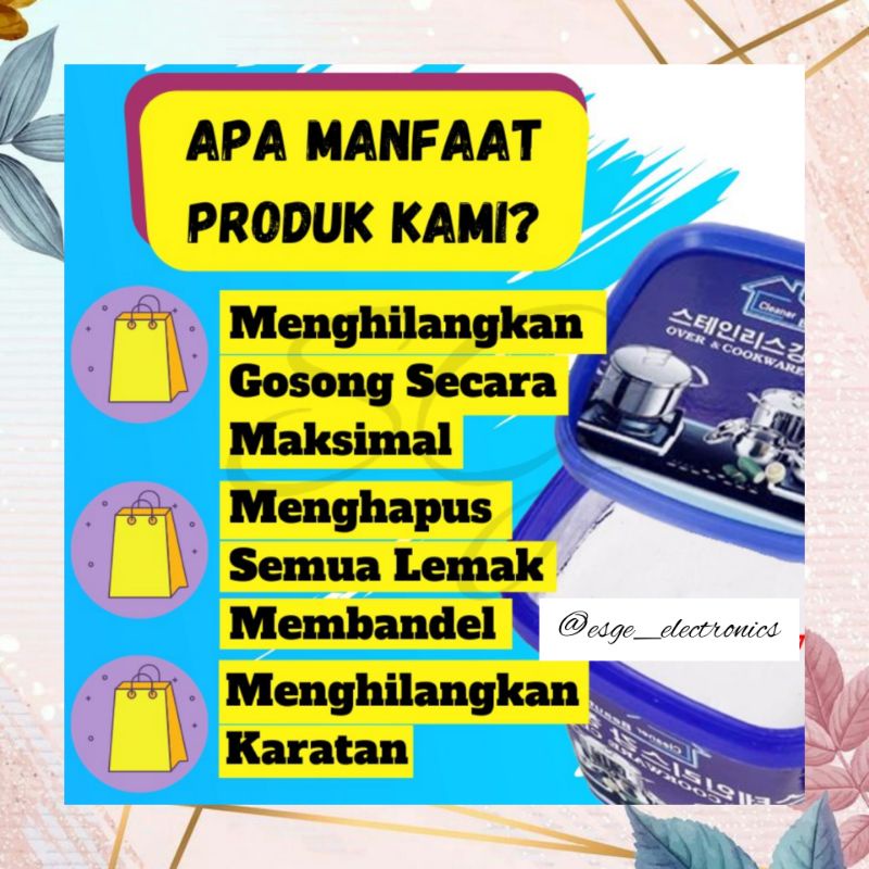 ESGE KRIM PANCI KRIM AJAIB KRIM PEMBERSIH KARAT STAINLESS STEEL PENGHILANG NODA KARAT PANCI NODA MEMBANDEL PENGKILAP PANCI OVEN TEFLON BESI KARAT BEAUTY OVER AND COOKWARE CLEAN KRIM NODA PANCI PEMBERSIH PANCI SERBAGUNA SABUN CUCI WAJAN PANCI SABUN BUBUK