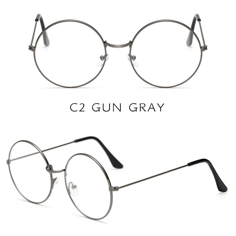 （YUZHU）COD Bayar di Tempat Western Retro Bundar Besi Frame Kacamata Wanita/Pria Eyeglasses Women/Men