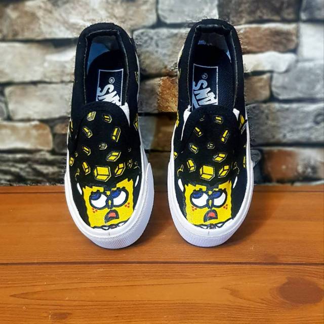 Vans motif spongBob Slip On Sepatu anak-anak pria & wanita dari size 21-35
