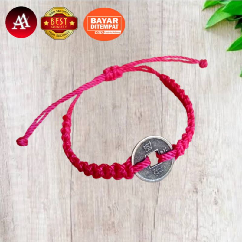 Gelang Tali Merah Koin Keberuntungan / Gelang koin China / Gelang Keberuntungan