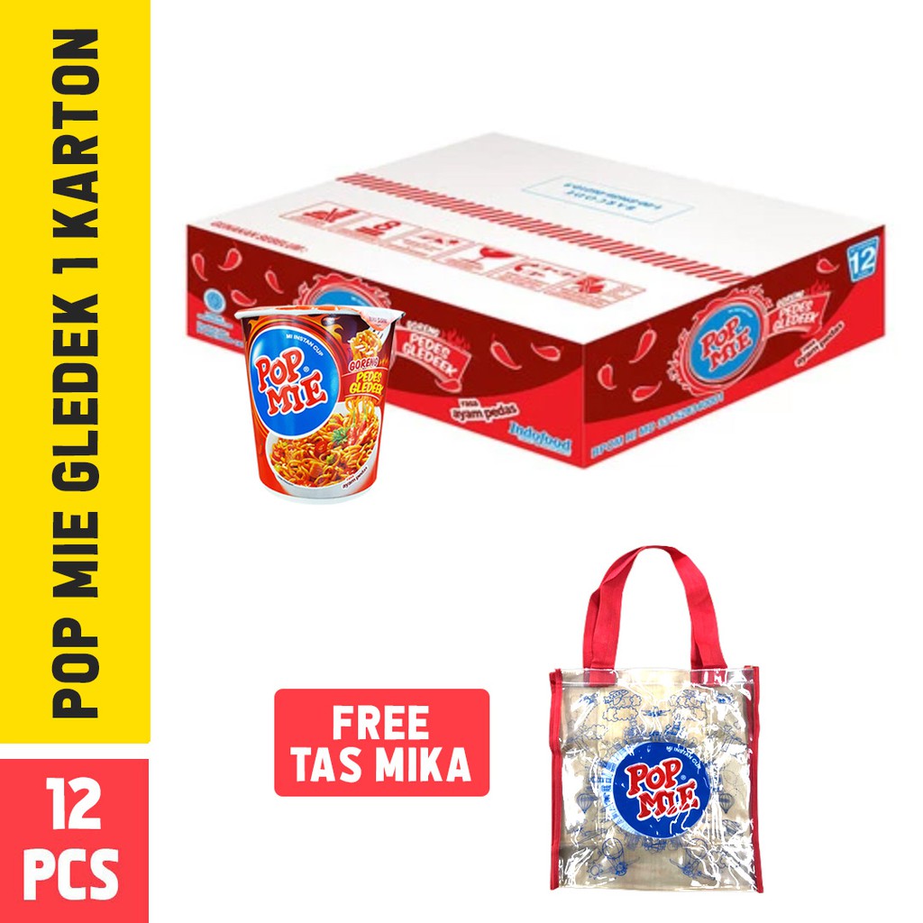 

Pop Mie Goreng Pedes Gledeek 1 Dus isi 12pcs + FREE Tas Mika
