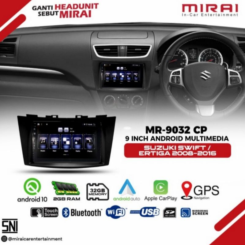 HEAD UNIT ANDROID MIRAI 9032CP ERTIGA LAMA