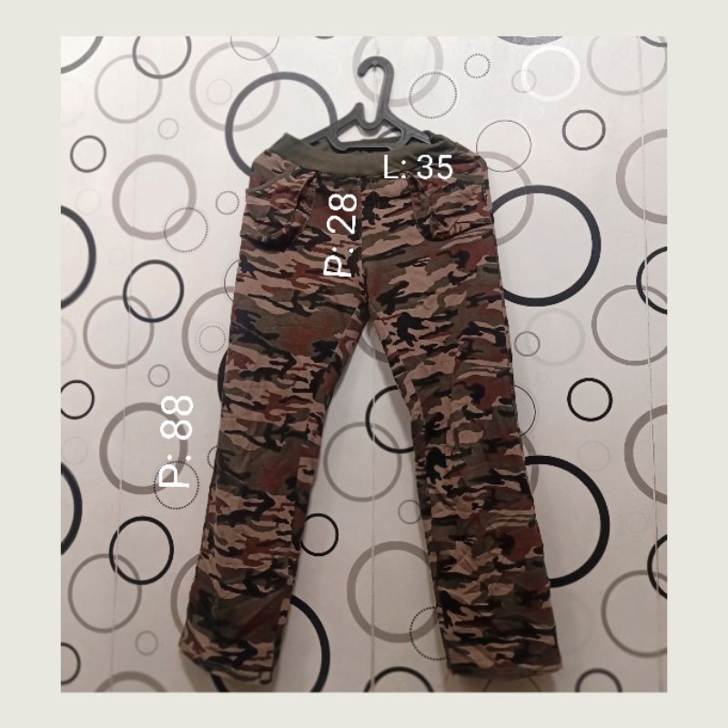 Celana Wanita TNI Loreng Army Murah Senam Bahan Kerja Preloved