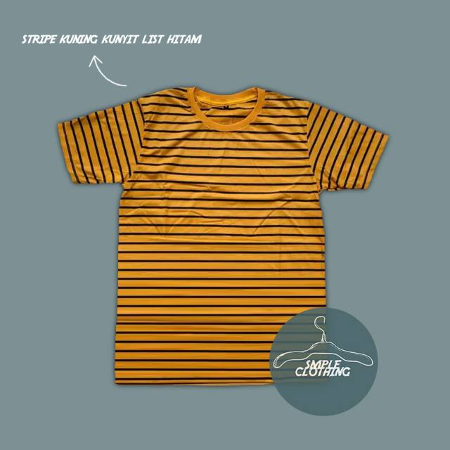 BAJU BELANG - BAJU SALUR - KAOS POLOS - KAOS STRIPE - BAJU STRIPE KUNING KUNYIT LIST HITAM