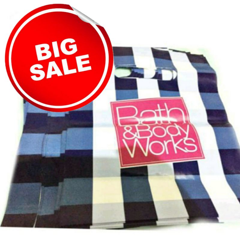 ON SALE!❤BATH&amp;BODYWORKS BBW BLUE PLASTIC BAG PLASTIK BIRU BUNGKUS KANTONG PLASTIK CANTIK KOTAK-KOTAK PUTIH BIRU SERBAGUNA KRESEK GOODIE BAG ANAK-ANAK KADO BINGKISAN BIRTHDAY ULANG TAHUN PROMO SPECIAL PAPERBAG PAPER BAG