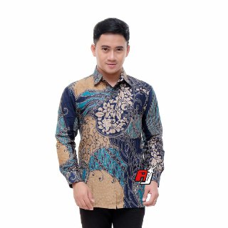 Kemeja Batik Pria Lengan Panjang Motiv Cap Toska Seragam Guru Dan Kantor Bahan Katun Adem Di Pakai Serap keringat