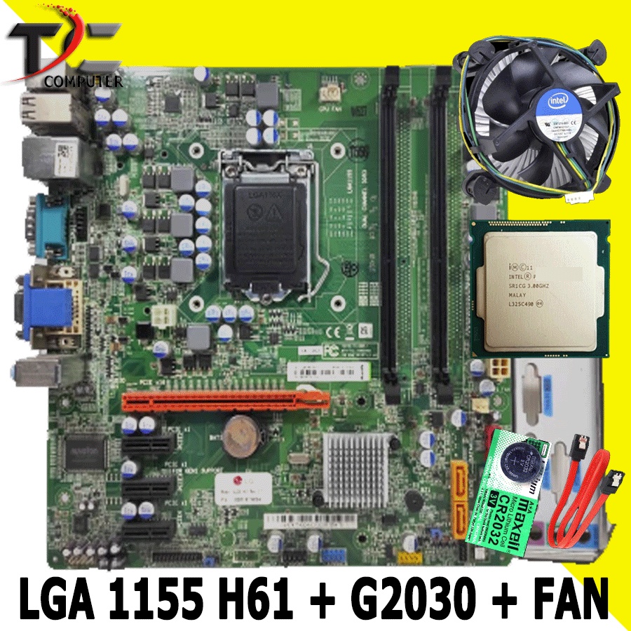 Paket HEMAT Motherboard Intel LGA 1155 H61 + G2030 + FAN