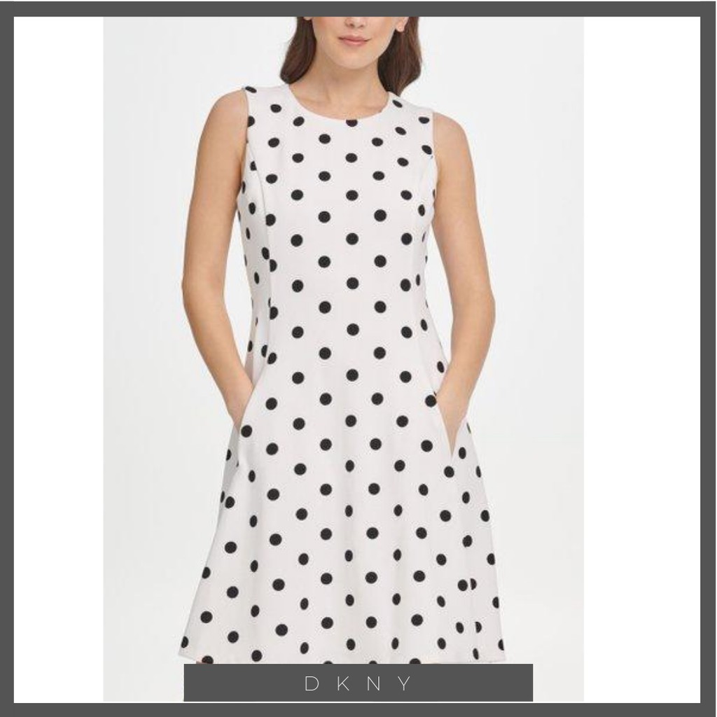 DKNY POLKA DRESS - BAJU BRANDED MURAH - BAJU BRANDED ORIGINAL-BAJU BRANDED BARU