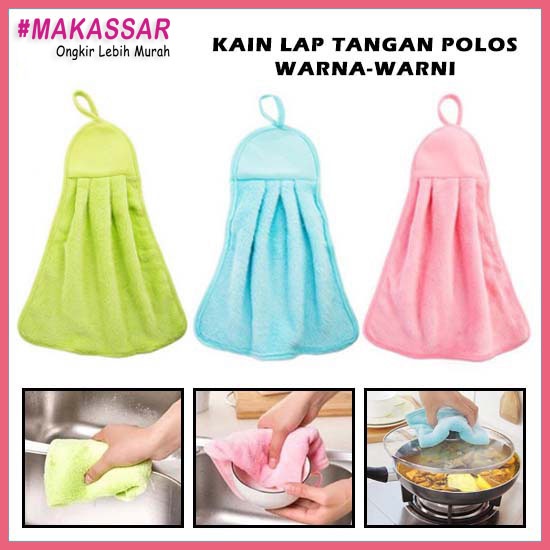 Kain Lap Tangan Polos Hand Towel Warna Handuk Gantung Wastafel Coral Fleece Bulu Karang Serap Air COD