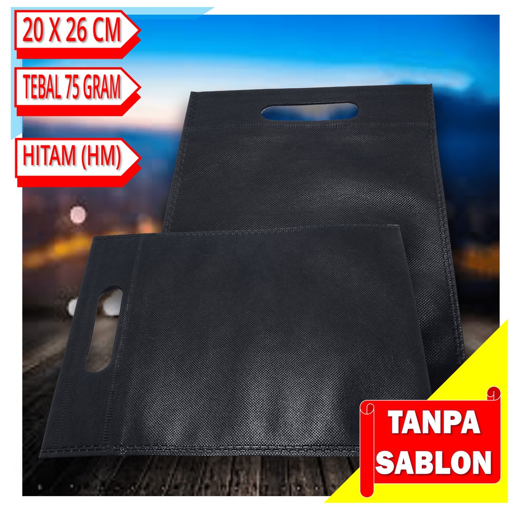 

Tas Spunbond Model Plong 20 x 26 cm warna Hitam (HM)