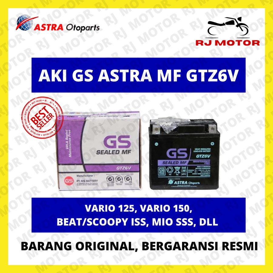 AKI MOTOR ASTRA GTZ6V MF VARIO BEAT SCOOPY MIO GARANSI RESMI