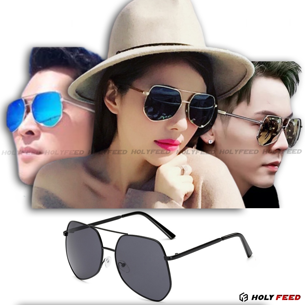 Jual Kacamata Sunglasses Hitam Hexagon Frame Style Korean Pria Wanita