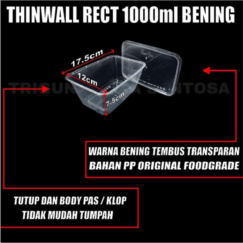 Thinwall 1000ml Kotak Rectangle Dus Semua Jasa Kirim Ekspedisi Box Nasi