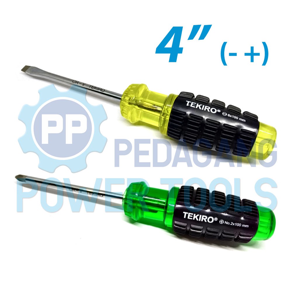 Jual PAKET 2 SET TEKIRO OBENG 4 INCH PLUS MINUS GAGANG KARET ...