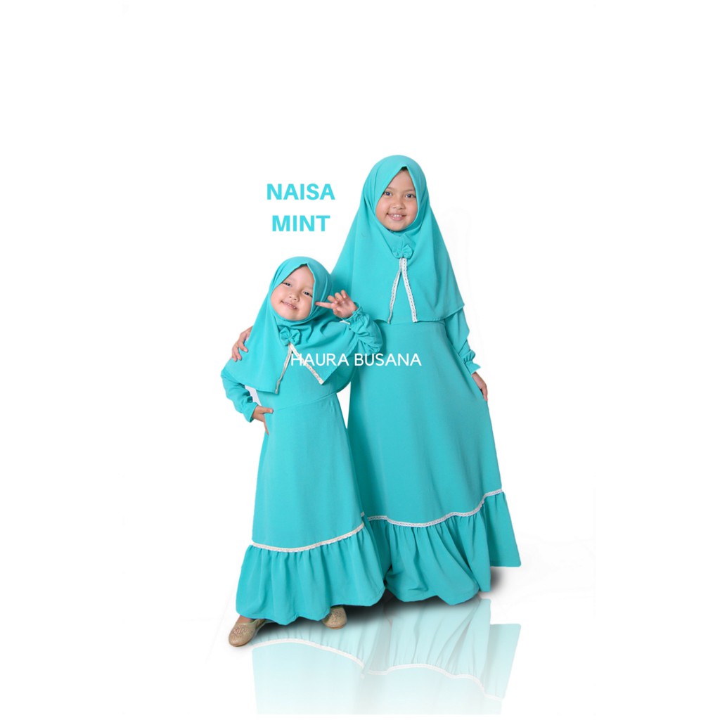 Baju muslim gamis anak perempuan warna hijau mint   Hijau Mint S Murah