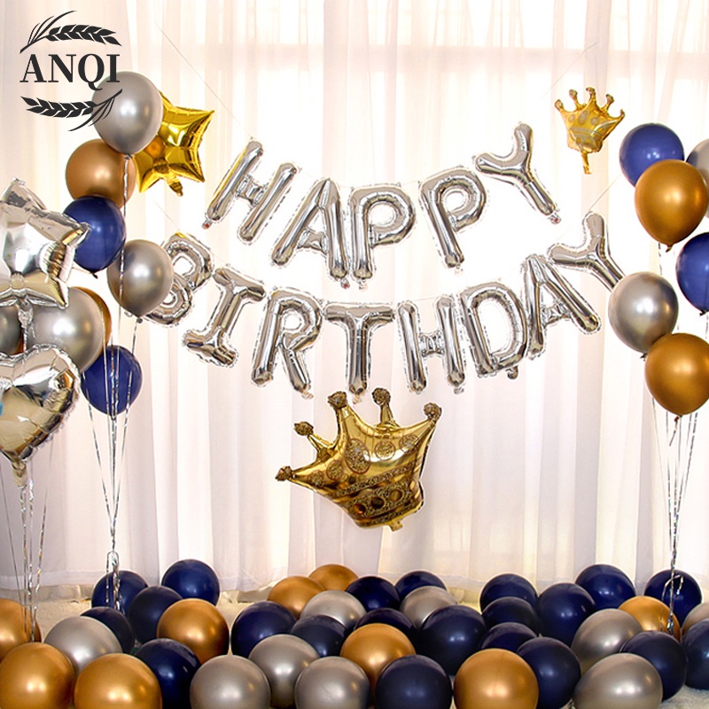 ANQI 1888 BALON FOIL TULISAN HAPPY BIRTHDAY Balon Foil Tulisan