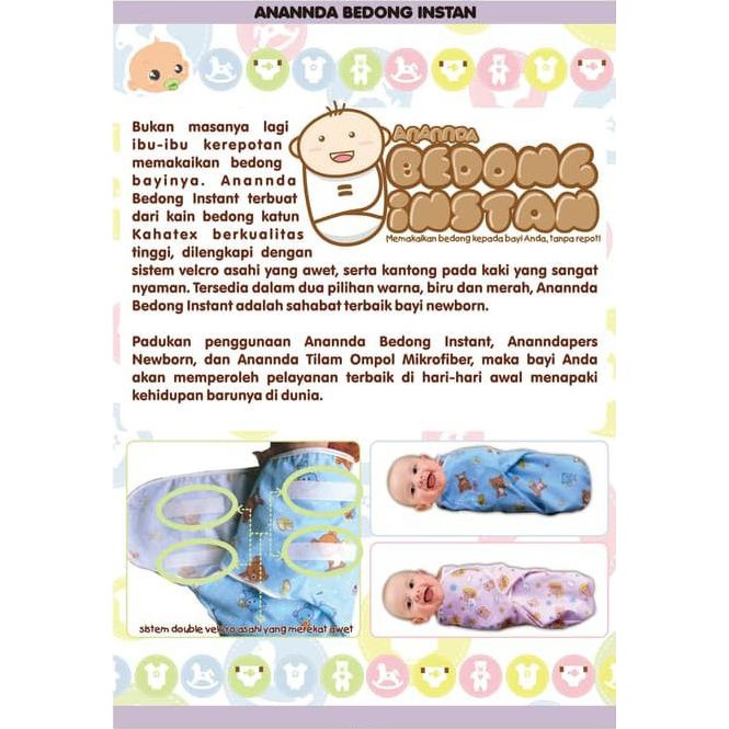 Anannda Bedong Bayi Instan Perekat Velcro Praktis Instant