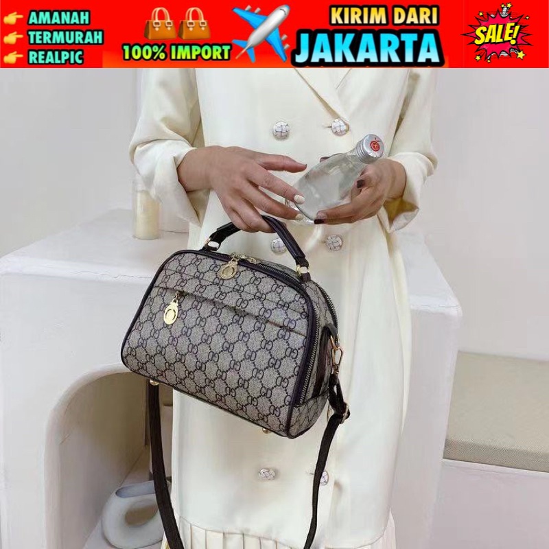 TI 3105 - TAS POM POM WANITA TAS BATAM IMPORT MURAH FASHION HANDBAG WANITA - H