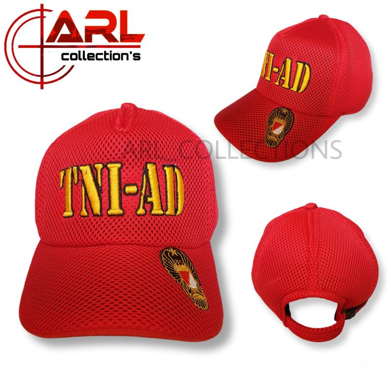 topi jaring merah TNI - AD - topi double mess bordir - topi jaring merah tni ad ekapaksi