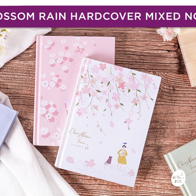 

Cherry Blossom Rain Hardcover Mixed Notebook B6