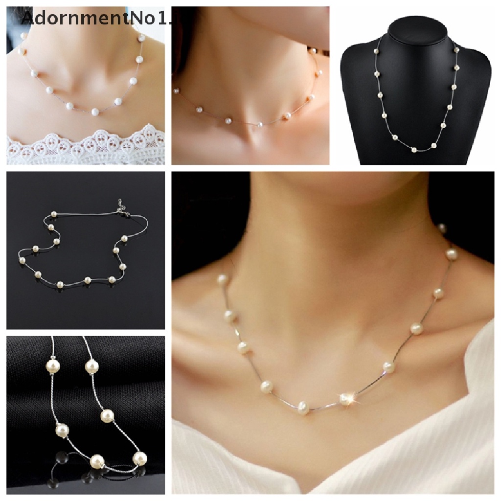 (AdornmentNo1) Kalung Rantai Dengan Liontin Mutiara Untuk Wanita