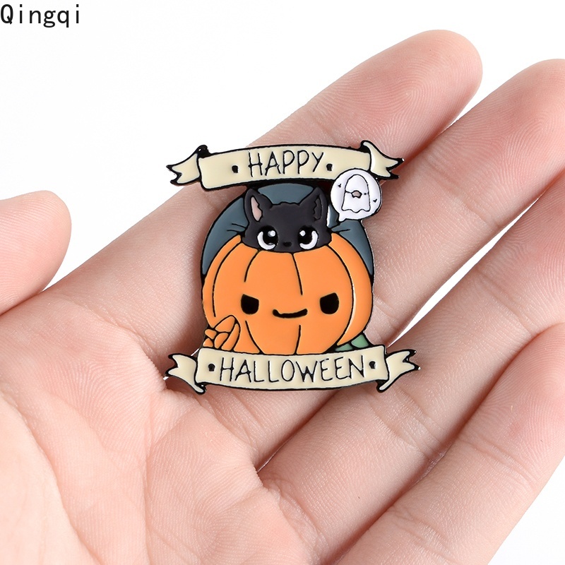 Bros Pin Enamel Desain Labu Penyihir Hantu Halloween