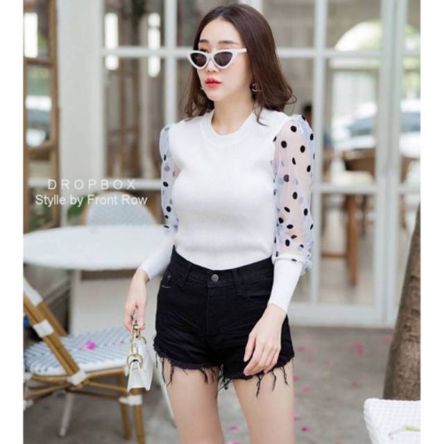 Blouse pesta wanita rajut import hongkong atasan rajut wanita import hongkong