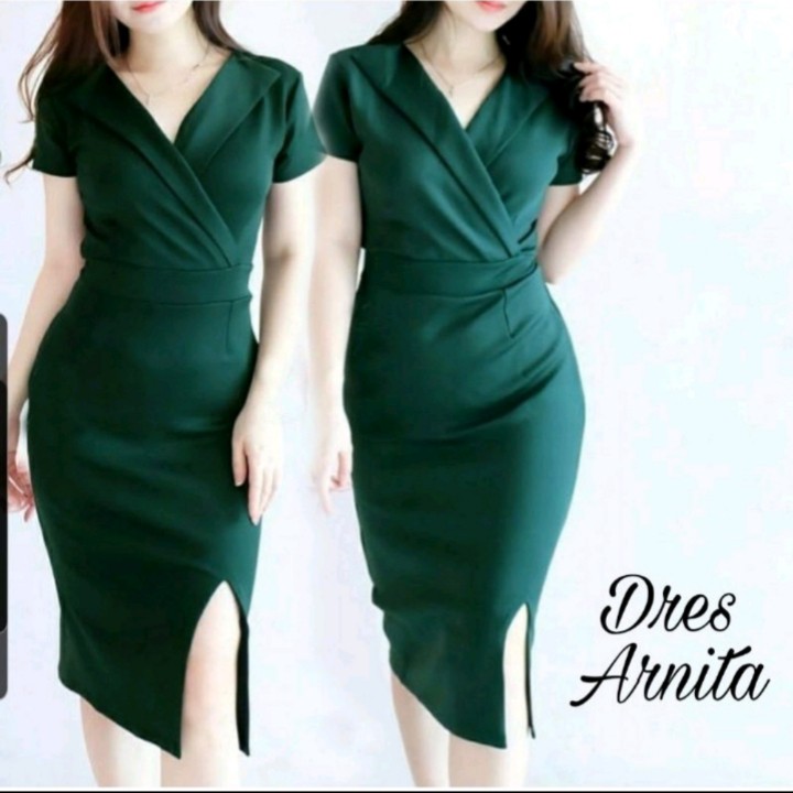 FWG - DRESS ARNITA MINI / DRESS MOSCREPE / DRESS WANITA / DRESS KOREA