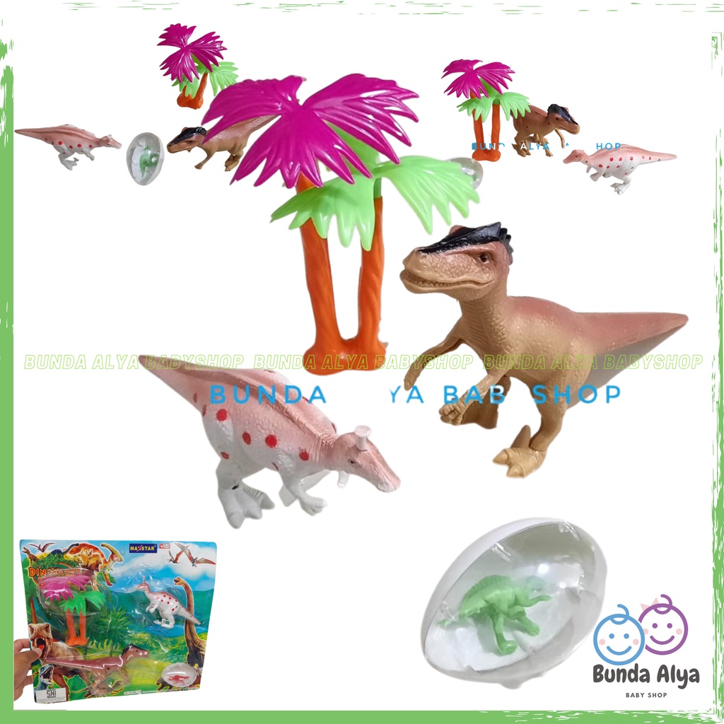 Set Mainan Anak Dinosaurus Plus Telur Kemasan Mika - Mainan Edukasi Anak - Kids Toys Dino Isi 5 SI - Mainan Dino Telur