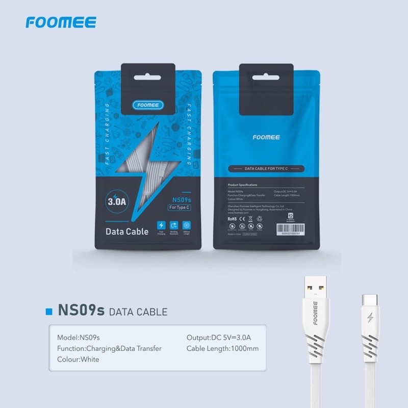 Kabel Type C FOOMEE NS09S Kabel Data Type C Fast Charging 3.0A 100CM