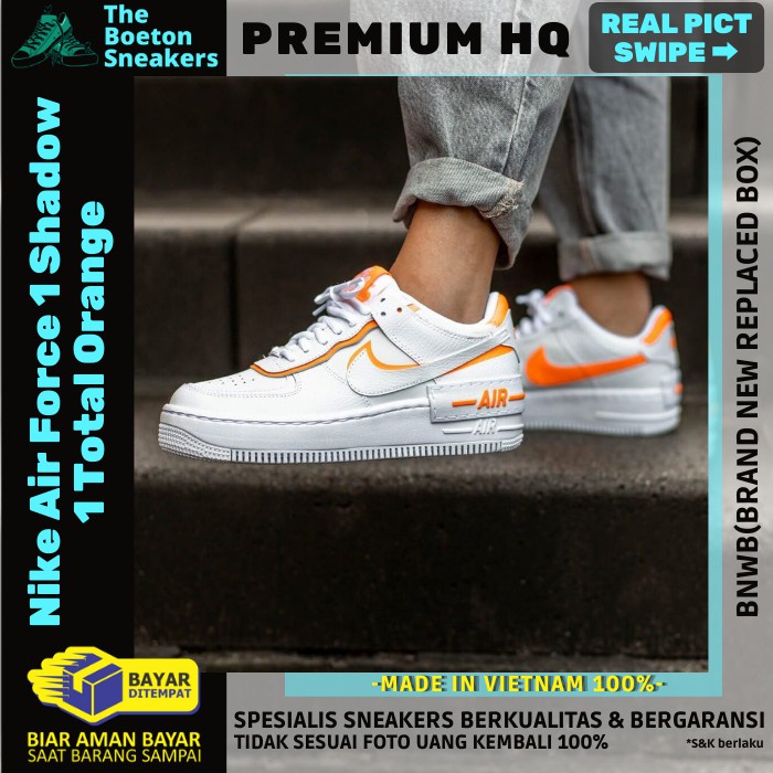 Nike Air Force 1 Shadow White Total Orange Premium Original