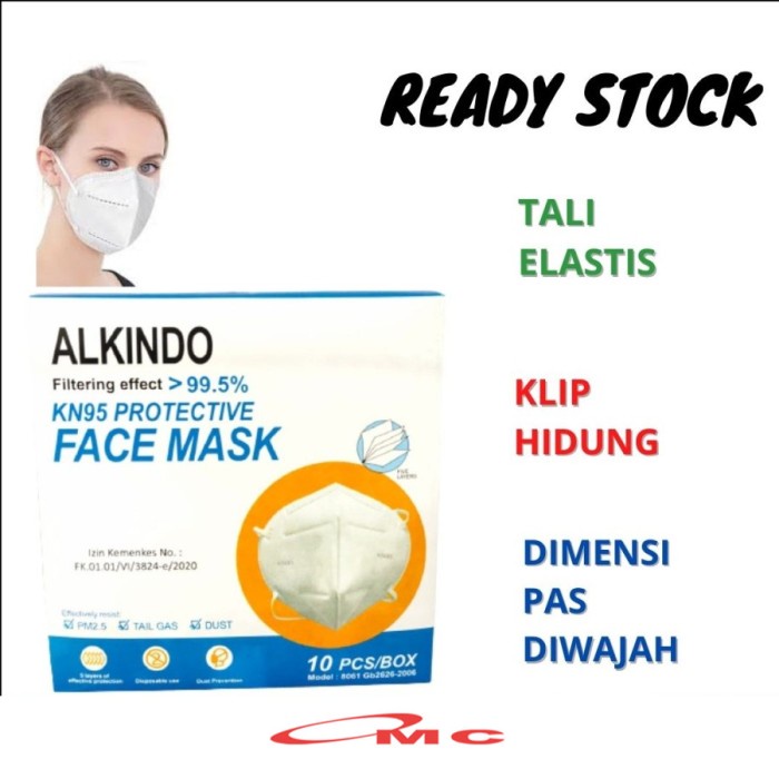 Masker Medis Pabrik Alkindo BNPB 1Box Isi 10 Pcs KN95 -Putih