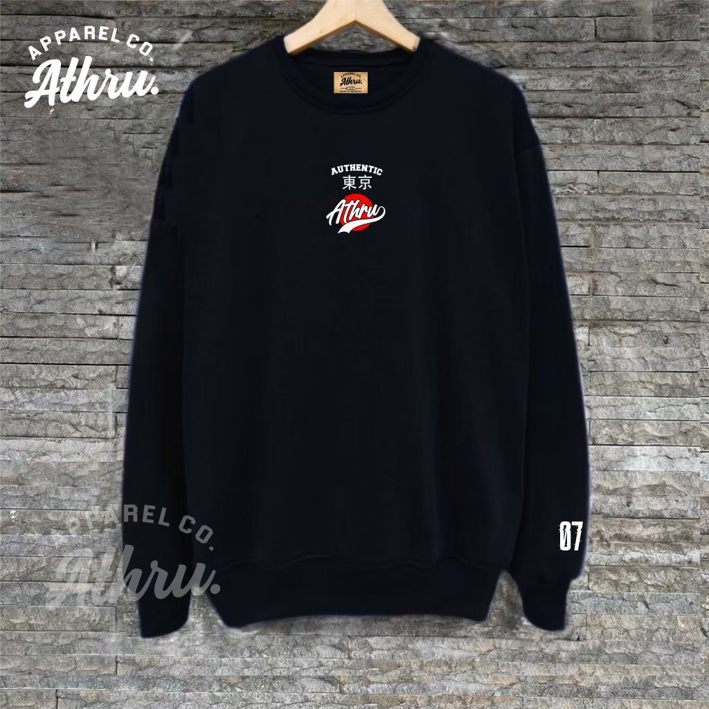 Sweater Crewneck Pria Warna Hitam List Autentic Athru Sweater Pria Wanita Crewneck Oversize Switer