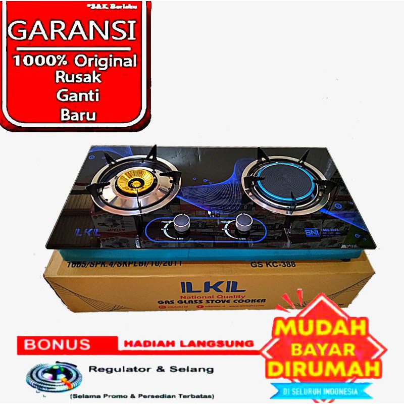 Kompor Tanam LKL 2 Tungku Mix Bara Kaca Temperedglas Kuat Menahan Beban Hingga 100kg