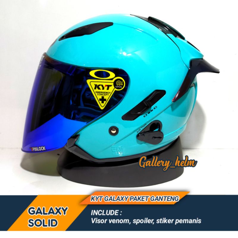 PAKET GANTENG KYT GALAXY BLUE AQUA | HELM KYT GALAXY VISOR FLAT