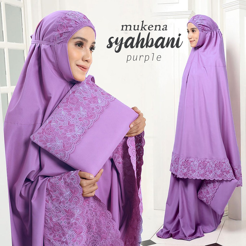 Mukena Syahbani Free Tas Dewasa New Siti Khadijah Katun Bordir Jumbo -Purple