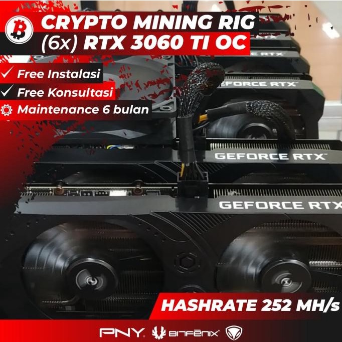 Paket Murah Rig Mining Crypto 1-6 Vga Rtx 3060 Ti 8Gb Terima Beres