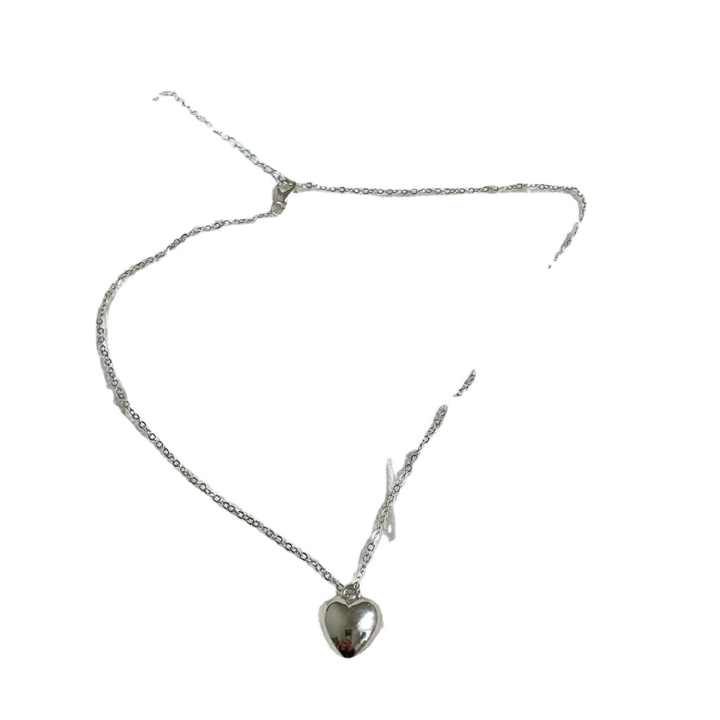 Kalung Rantai Liontin Hati Bahan Metal Gaya Hip Hop Korea Untuk Wanita