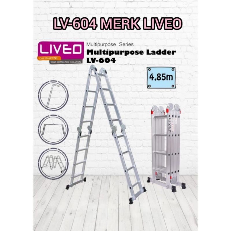 Tangga Multipurpose 4 5 Meter Merk Liveo Lv604 Tangga Lipat Bukan Teleskopik Shopee Indonesia